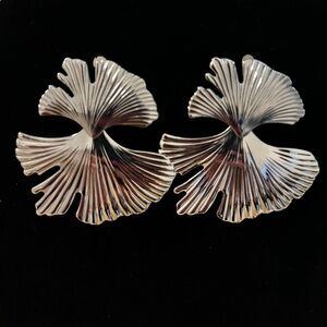 Sterling Silver Ginkgo Leaves Dangling Earrings